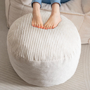 HIGOGOGO Round Stuffed Pouf Ottoman, Corduroy Poufs with Foam Chunk Filling, Furry and Fluffy Pouf Foot Stool Storage Ottoman, 20 X 15 Floor Poufs Foot Rest for Living Room, Beige