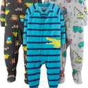 Simple Joys by Carter's Toddler Boy's 3-Pack Loose Fit Flame Resistant Polyester Footed Pajamas Sleepwear, food/ Trucks/ alligator, 3T
