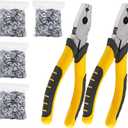 1202 PCS Wire Cage Clips and Pliers Rabbit Chicken Wire Cage Clips J Clips for Wire Cages Hog Ring Pliers Wire Cage Buckle Clips Animal Cage Snap-ring Pliers for Bird Quail Rabbit Chicken Hog Cages