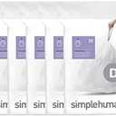 simplehuman Code D 80 Count, Dispenser Pack Custom Fit Liners, Drawstring Trash Bags, 20 Liter / 5.3 Gallon, White