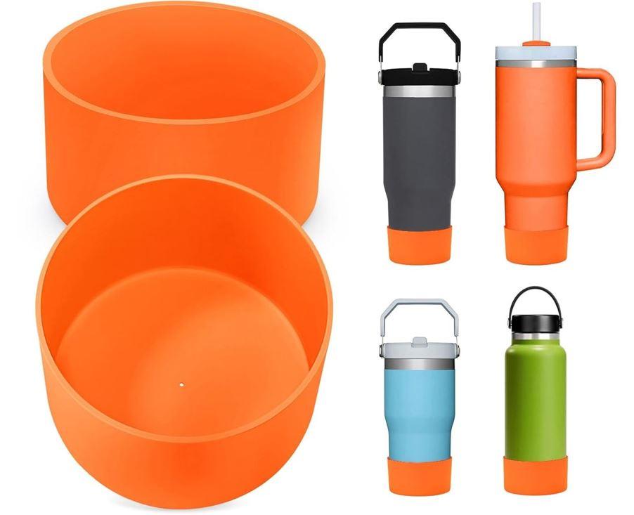 PICcircuit 2PCS for Stanley Boot, Silicone Bottom for Quencher Adventure 40oz 30oz IceFlow 20oz 30oz Bottle&for Hydroflask Tumbler 12-24oz for Stanley Cup Accessories Avoid Scratches&Noise (Orange)