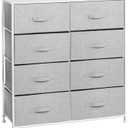 mDesign 38.31" High Steel Frame/Wood Top Storage Dresser Furniture Unit with 8 Removable Fabric Drawers - Large Bureau Organizer for Bedroom, Living Room, or Closet - Lido Collection, Gray