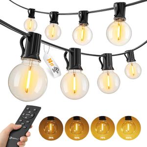 Brightown Outdoor String Lights, 74FT Shatterproof LED Patio Lights with 22 Dimmable Plastic G40 Bulbs, 2700K Waterproof Connectable Hanging String for Backyard, Cafe, Porch, Deck, Home Decor