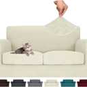 6 Piece Couch Covers for 2 Cushion Couch loveseat Cover, Stretch Love Seat Sofa Slipcovers for Dogs Pet, Thick Furniture Protector with 2 Seat Cushion (55"-69", Beige)