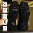 BELINO Pilates Socks for Women with Non Slip Grippers  Crew Socks for Yoga, Barre, Gym, Workout, Hospital 4 Pairs (Black)