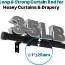 Extra Long Curtain Rod for Windows 30 to 240 inch, Heavy Duty Curtain Rods with Modern End Caps, 1 inch Black Drapery Rods Set for Outdoor Patio, Adjustable Curtain Rod for Room, Black