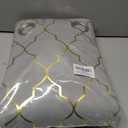 ZJDECOR Grey Full Blackout Window Curtain Panels with Gold Geo Moroccan Metallic Printed Pattern,Modern Grommet Drapes for Bedroom,Thermal Insulated Window Treatment,52" Wx84 L(Pack of 2),Grey/Gold