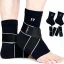 Ankle Support Brace for Women Men, 1 Pair Achilles Tendonitis Brace for Plantar Fasciitis Relief, Copper Infused Ankle Compression Sleeve with Adjustable Strap, Support for Sprained Ankle, Day&Night, Black, M