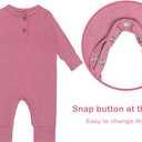 GUISBY Long Sleeve Baby Footless Pajamas with Buttons Cotton Sleepers with Zipper 3-Pack (0-3 Months, Beige-pink-purple)