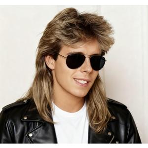 Mullet Wigs Light Brown Wigs for Men 80s Men Men's Wig Cosplay Wigs Costumes Fancy Party Accessory Cosplay Halloween