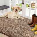 REFETONE Indoor Doormat, Front Door Mat 32"x40" Absorbent Rubber Backing Non Slip Door Mats, Washable Low-Profile Inside Floor Mat Door Rugs for Entryway, Resist Dirt Mud Mat for Dogs, Coffee/Brown