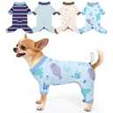 Bienbee Dog Pajamas, 4 Pack Dog Recovery Suit Shedding Suit Cute Soft Puppy Clothes Dogs Pjs Onesies Jammies Adjustable Breathable & Stretchy Clothes for Small Medium Large Dogs Girl Boy Puppy-S