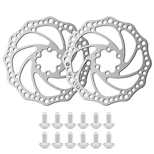 2Pcs 160mm Disc Brake Rotor Stainless Steel Bike Disc Brake Rotor with 5 Bolts Fit for Road Bike, Mountain Bike, MTB, BMX