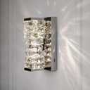 HuisMier Brushed Nickel Crystal Wall Sconce, Modern Dimmable LED Wall Light Fixtures with Remote, K9 Elegant Crystal Vanity Wall Lighting for Bathroom Bedroom Stairway Hallway, Hardwired 3000K6000K