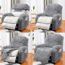 JOKIVTOU Recliner Chair Covers 4-Pieces Reclining Chair Slipcovers with Pocket& Elastic Bottom, Soft Feel Fitted Lazy Boy Sofa Couch Cover Washable, Stretch Recliner Furniture Protector