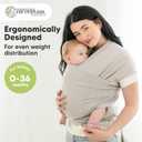 KeaBabies Baby Wrap Carrier - All in 1 Original Baby Carrier Newborn to Toddler Sling, Easy to Wear, Hands Free Bonding, Lightweight, Breathable Infant Wraps, 7-35 Lbs (Stone Gray)