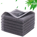 Wash Cloths 6 Pack, Super Soft & Skin Friendly Face Towel for Sensitive Skin, Reusable Washable Makeup Remover Cloth, 10x10 inch Small Baby Washcloths, Easy to Rinse Dark Grey Facial Cleaning Cloth