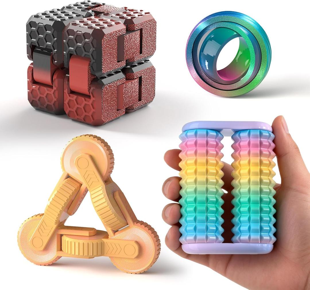 JOYBLI- Handheld Fidget Toy for Adults , 4PC Fidget Toys Set Fidgets for Classroom, Finger Spinners,Infinity Cube, Fidget Cube, Stress Relief Desk Cool Gadget for Kids Teen