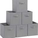 Storage Cubes - STORAGE MANIAC, 11 Inch Collapsible Storage Bins with Handles, 6 Pack Fabric Foldable Bins for Organization, Durable Storage Bins for Closet, Shelves, Offices, Toys, Grey