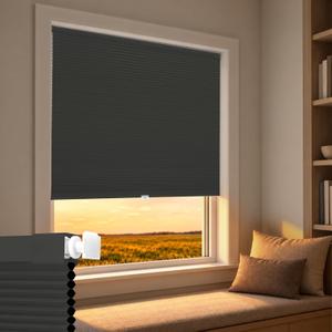 SERLMWNT No Drill Cordless Blackout Cellular Shades,54.5" W x 48" H,Black