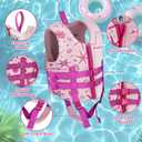 Tooklee Kids Swim Vest for 1-2-3-5-7-9 Years Old, Toddler Swim Vest 20-30-50-90 lbs for Boys & Girls, Kids Floaties Buoyancy Jacket for Pool & Beach, Soft Neoprene Comfort Dual Strap Vest, Pink, L