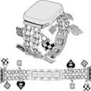 YONWORTH Cuban Chain Band Compatible with Apple Watch Bands 38/40/41/42/44/45 46 49mm Women,Bling Diamond Chain Dressy Metal Wristband Cute Charms Pendants for iWatch Series 10 9 8 7 6 5 4 3 SE Ultra (A3-Silver Black)