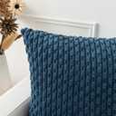 Kevin Textile 2 Packs Blue Decorative Throw Pillow Covers 20x20 Inch for Living Room Couch Bed Sofa Soft Striped Corduroy Square Cushion Case 50x50 cm Rustic Farmhouse Boho Home Decor