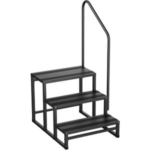 RV Steps with Handrail, Heavy Duty 3 Steps RV Stairs with Handle for Elderly/Kids/Pets, Indoor/Outdoor Use for Campers, Hot Tubs, Mobile Homes, Porch with Non-Slip Tape