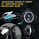 7 Inch LED Motorcycle Headlight Round DOT Approved With Housing Bucket Turn Signals DRL Halo Ring Angle Eyes Hi/Lo Beam Headlight w/Fork Clamp Bracket for H-arley Honda Yamaha Motorcycle