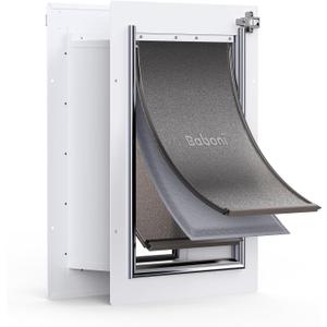 Baboni Pet Door for Wall,3-Flap,Steel Frame and Telescoping Tunnel, Aluminum Lock, Double Flap Dog Door and Cat Door, Strong and Durable (Pets Up to 40 Lb) -Medium