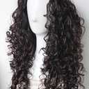 Black Curly wig Costume Wig Long Curly 28inches Synthetic Wigs Costume Halloween adult men (Natural Black)