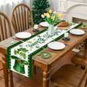 2 x St Patrick's Day Table Runner 13*72 inch,Green Lucky Shamrock Clover Table Runner Seasonal Spring Holiday Plaid Farmhouse Kitchen Dining Table Decoration for Indoor Outdoor Home Party Decor