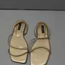 GORGLITTER Women's Strappy Sandals Criss Cross Strap Flat Sandals Open Toe Slides Shoes Gold Strappy 9.5