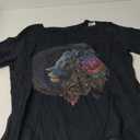 Lion Mandala Flowers Art Space Animal Zoo Lion T-Shirt (Small, Black)