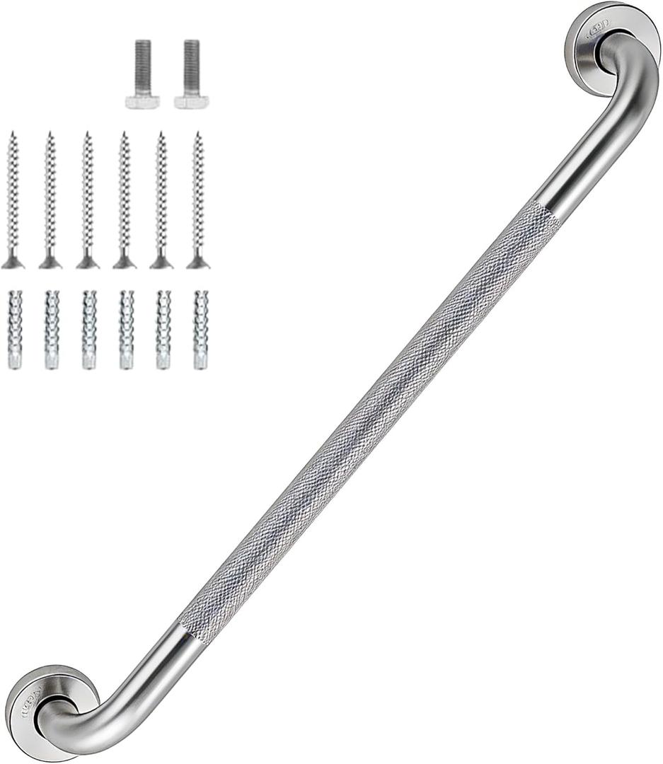36 Inch Shower Grab Bar 1.25" Dia,Brushed Nickel Anti Slip Bathroom Grab Bar, 304 Stainless Steel Knurled Handicap Grab Bars, Safety Support Handrail, Bath Shower Handle for Elderly Injury Senior