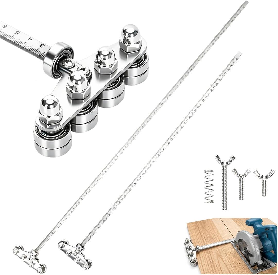 2 Pack Positioning Calipers for Circular Saw, 23.6" & 31.5" Adjustable Cutting Guides, Four-Axis Precision Measuring Tool for Woodworking, Accurate Parallel Positioning Rail for Straight Cuts（Metric）