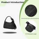Women's Handmade Mesh Knitted Leather Bag - Black and Green, Twisted Strap, Adjustable Shoulder Strap