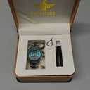 OUPINKE Watches for Men Automatic Skeleton Self Winding Dress Wrist WatchBusiness Waterproof Luminous Tungsten (Blue-DFN)