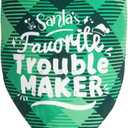 Christmas Dog Bandanas - Santa's Favorite Trouble Maker, Naughty & Nice List Print Pet Holiday Scarf Costume Gift, Green Plaid, Small & Medium Breed, 5-25lbs
