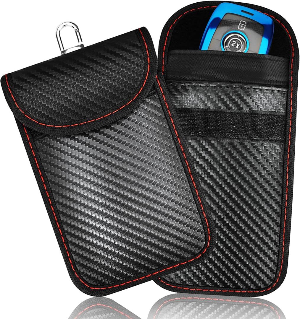 Upgraded Faraday Bag for Key Fob (2 Pack), Premium Faraday Key Fob Protector Car RFID Signal Blocking, Car Security Protection Pouch, Anti-Theft Pouch, Anti-Hacking Case Blocker-Black.