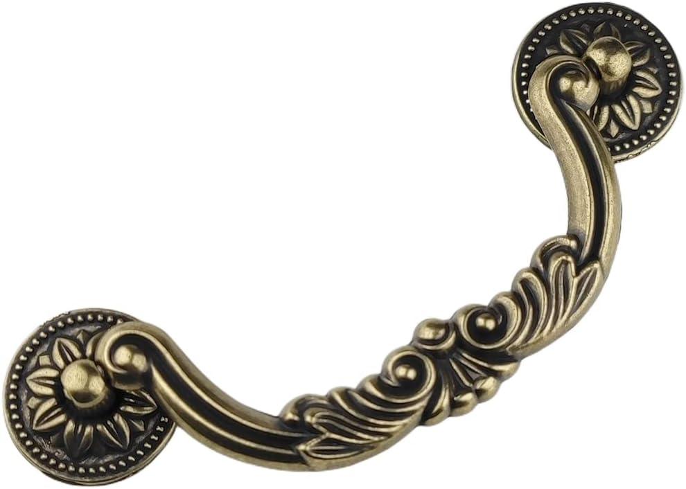 10-Pack 5 Inch Vintage Dresser Drawer Pull Handles Antique Bronze/Black Rustic Kitchen Antique Drop Bail Pull Handles Metal Cabinet Pulls 128mm (10,Antique Bronze)