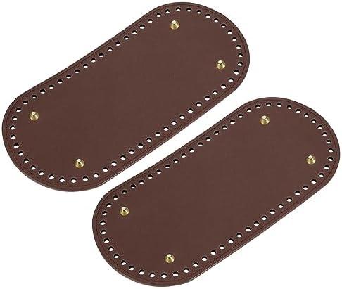 uxcell Oval Bag Bottom Shaper Pad, 2Pcs 9.84"x4.72" PU Leather Purse Cushion Base for DIY Knitting Crochet Bag Making (Dark Brown)