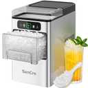 Nugget Ice Maker 40lbs/Day, Countertop Ice Maker Soft Chewable Ice, Ice Makers One-Click & Self-Cleaning, Crushed Pellet Ice Machine with Scoop&Basket for Home/Kitchen/Office, Stainless Silver