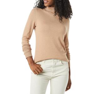 Amazon Essentials Women's Classic-Fit Lightweight Long-Sleeve Turtleneck Sweater (Large, Taupe Heather)