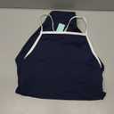 Beautikini Period Swimwear Women One Piece Menstrual Swimsuit Leakproof Racerback Athletic Bathing Suit for Teens Girls (Medium, Blue White)