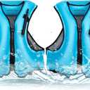 Leyndo 2 Pcs Swim Vest for Adults Inflatable Snorkel Portable Lightweight Inflatable Jacket Packable Paddle Water Sports Safety Vest for Women Men Kayaking Canoeing Swimming (Blue)