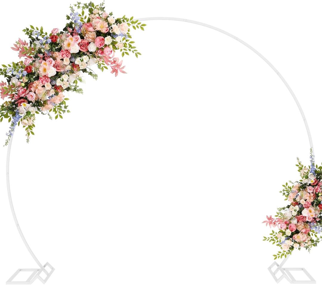 Asee'm 7.2FT White Wedding Arch Round Backdrop Stand Large Circle Metal Floral Balloon Frame for Party Anniversary Birthday Graduation Valentine Ceremony Decorations