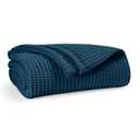 DESTIN HOME Waffle Blanket 100% Combed Cotton - Soft Breathable Lightweight All-Season Blanket, Perfect for Bed, Couch, Sofa, or Layering - Cozy 60"x90" Twin Thermal Prewashed Throw Blanket - Teal, Twin Size