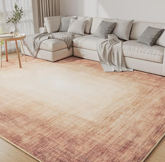 6x9 Area Rugs for Living Room, Machine Washable Non Slip Area Rug Modern Abstract Indoor Rug Carpet Ultra Soft Rugs for Bedroom Dining Room Playroom Bedside Office,Rust Red