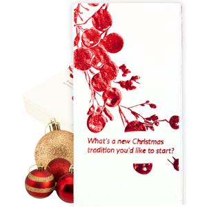 COTIER Convokins Conversation Starter Christmas Dinner Napkins - Disposable Red and White Holiday Cranberry Napkins for Family Dinner and Christmas Parties, Fun Conversation Starters 3-Ply, 20 Pack